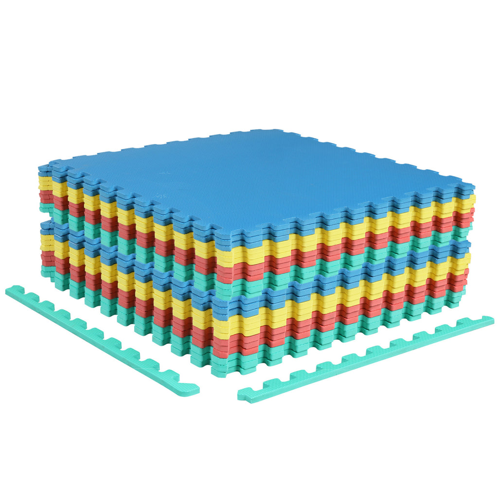 Multicolor 24 Pack Interlocking EVA Foam Floor Tiles Non-Slip Home Gym & Play Area