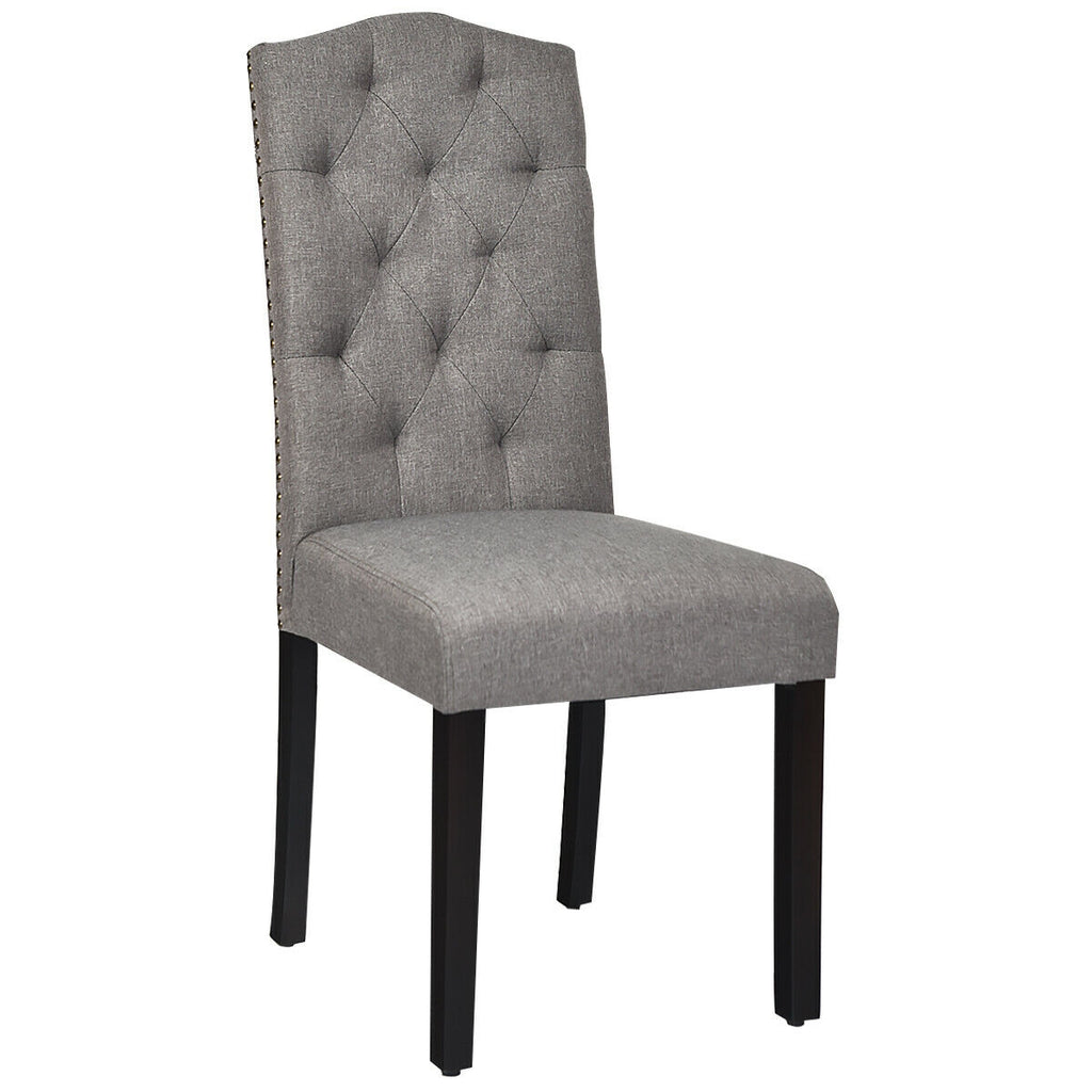 Set of 2 Modern Tufted Dining Chairs, Gray