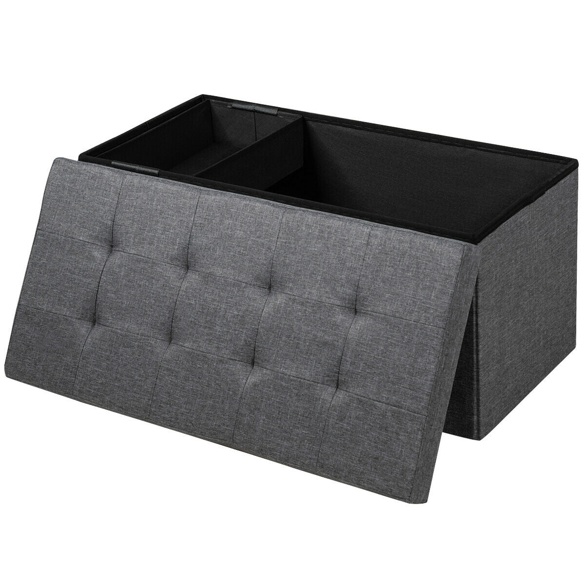 31.5" Storage Ottoman Footrest with Removable Bin - Dark Gray