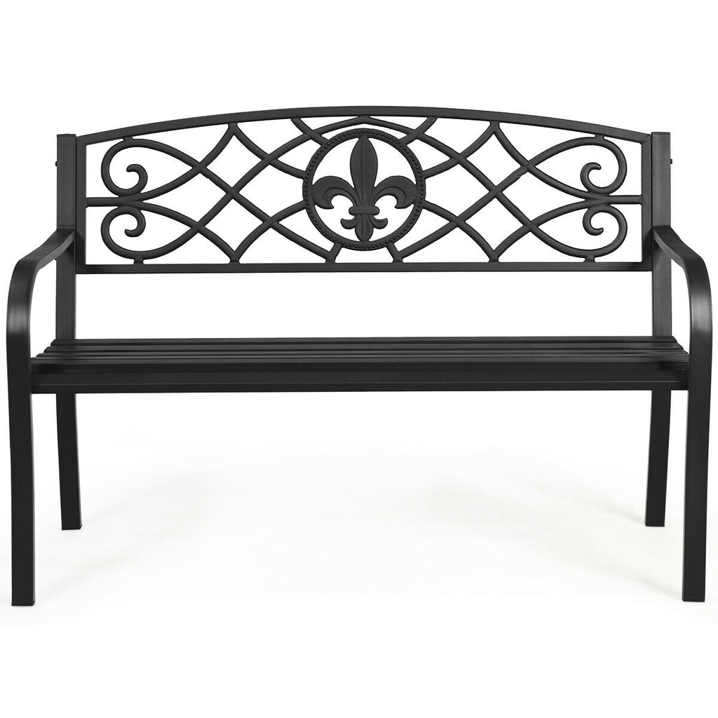 50-Inch Patio Garden Bench with Back - Style 7
