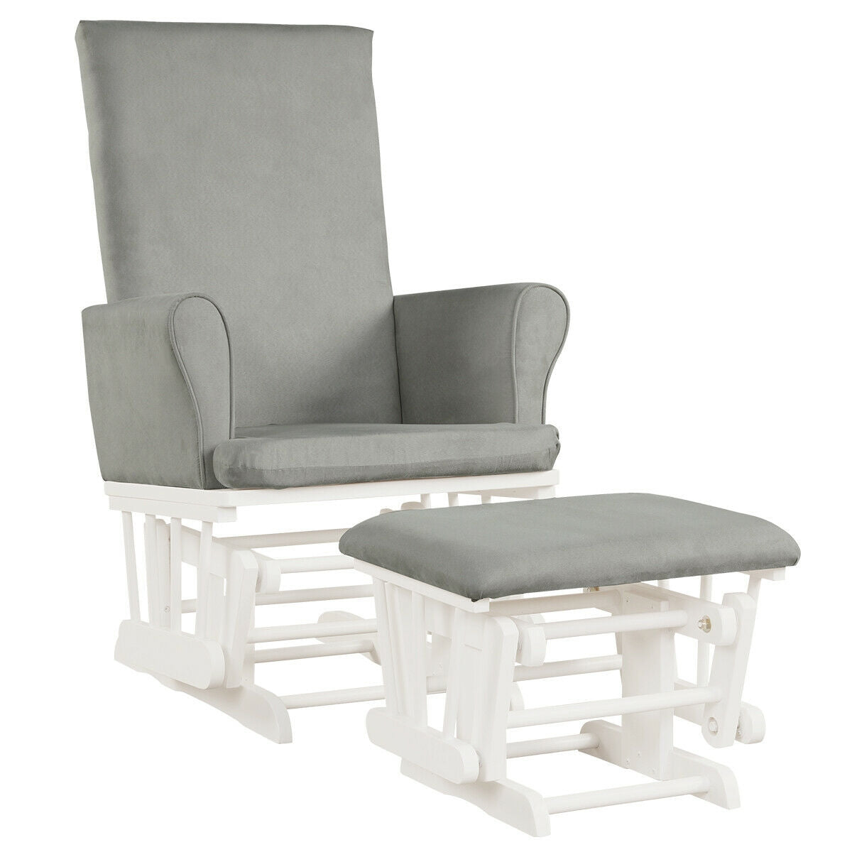 Wood Glider and Ottoman Set with Storage Pocket - Heart Pink