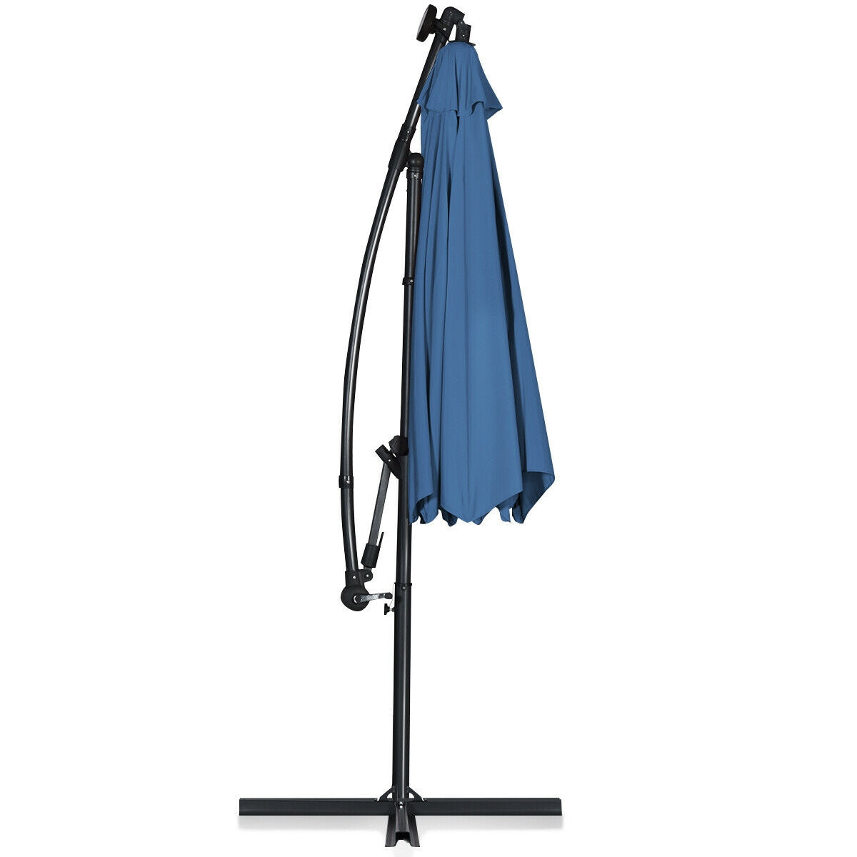 10 x 8 Feet Solar LED Patio Umbrella, 360° Rotation, Blue