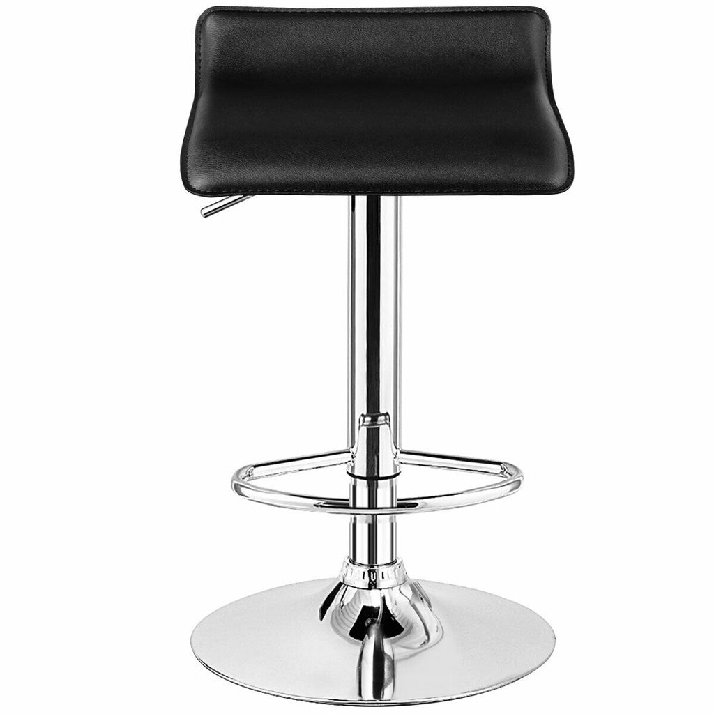 Adjustable PU Leather Bar Stools Set of 2 - Black