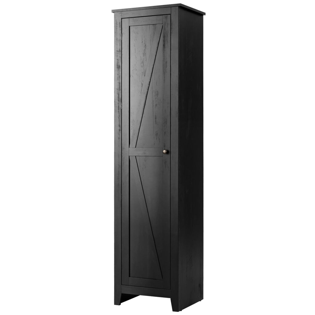 Tall Bathroom Storage Cabinet 4-Tier Black 72 Inch