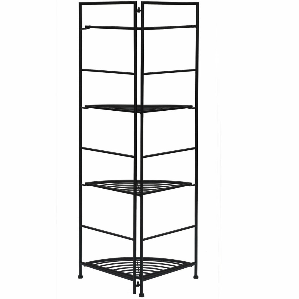 4 Tier Folding Metal Shelf Plant Stand Storage Open Corner Display