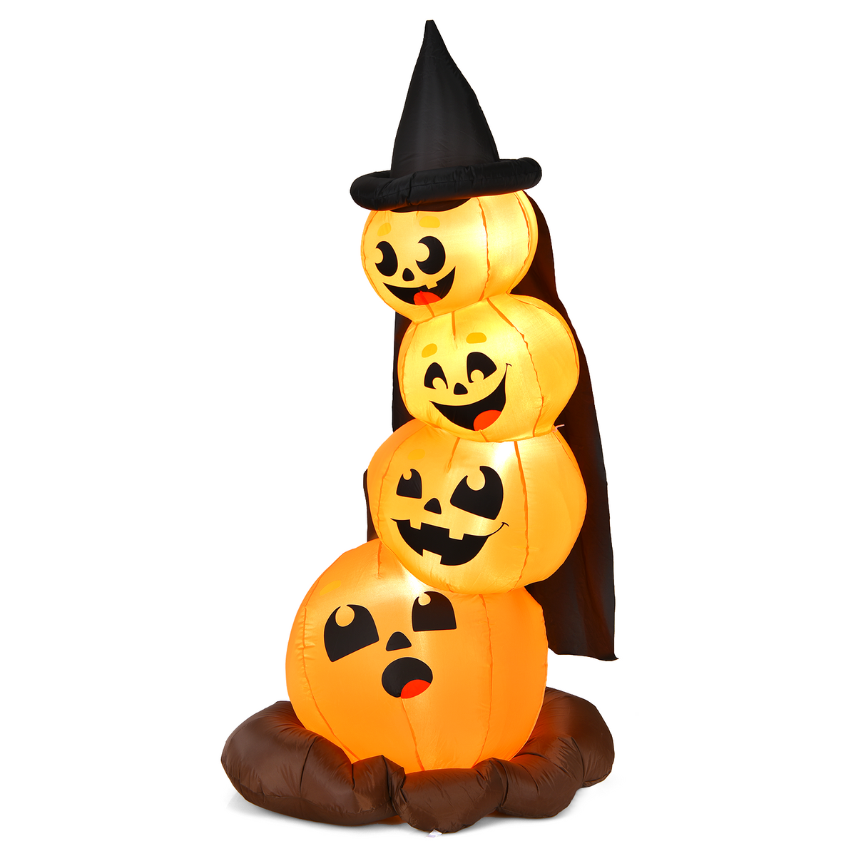 7 Feet Inflatable Pumpkin Combo with Witch's Hat & LED Lights - 4 Pumpkins Variation