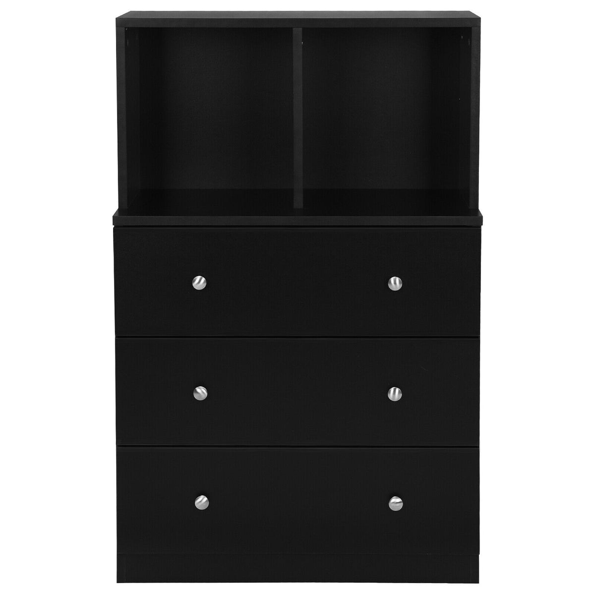 3 Drawer Dresser with Cubbies Storage Chest - Black