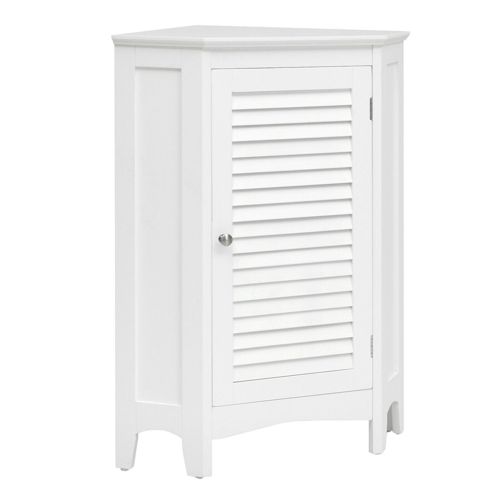 Corner Storage Cabinet with Shutter Door - White