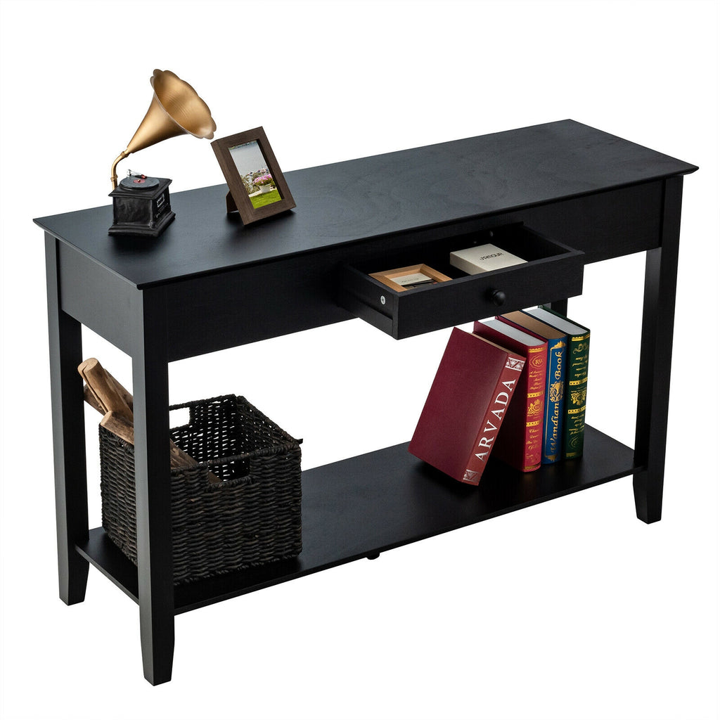 Console Sofa Table with Drawer Storage - Black