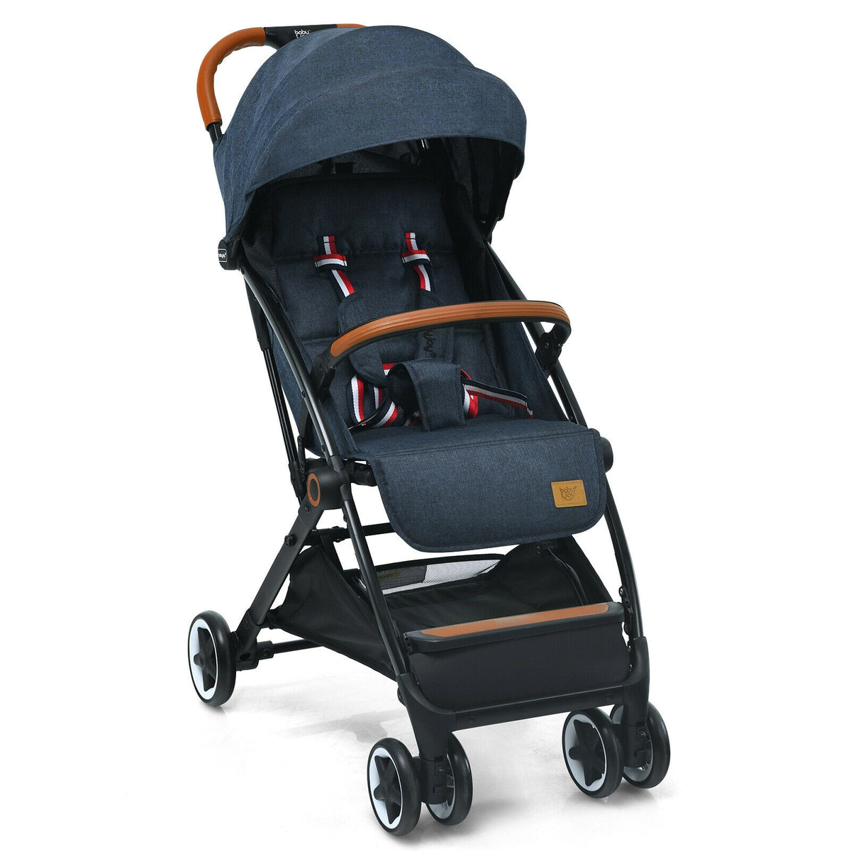Lightweight Baby Stroller with 3-Position Backrest, Blue - Compact Travel Toddler Pushchair for Airplane