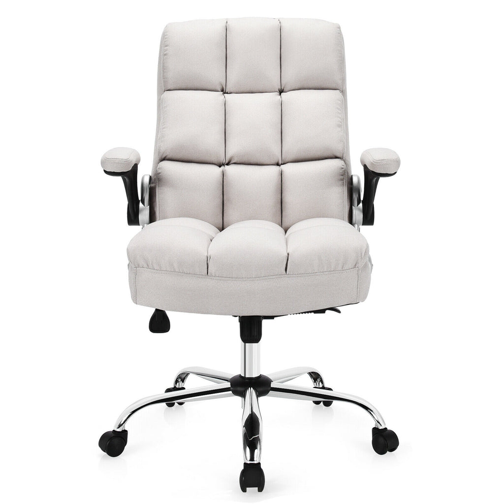 Adjustable Swivel Office Chair with High Back and Flip-up Arm for Home