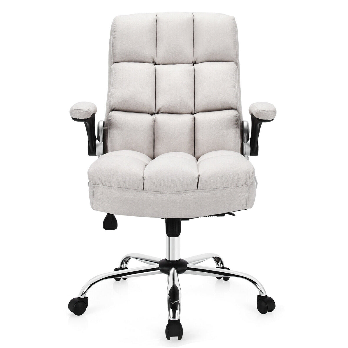 Adjustable Swivel Office Chair with High Back and Flip-up Arm for Home