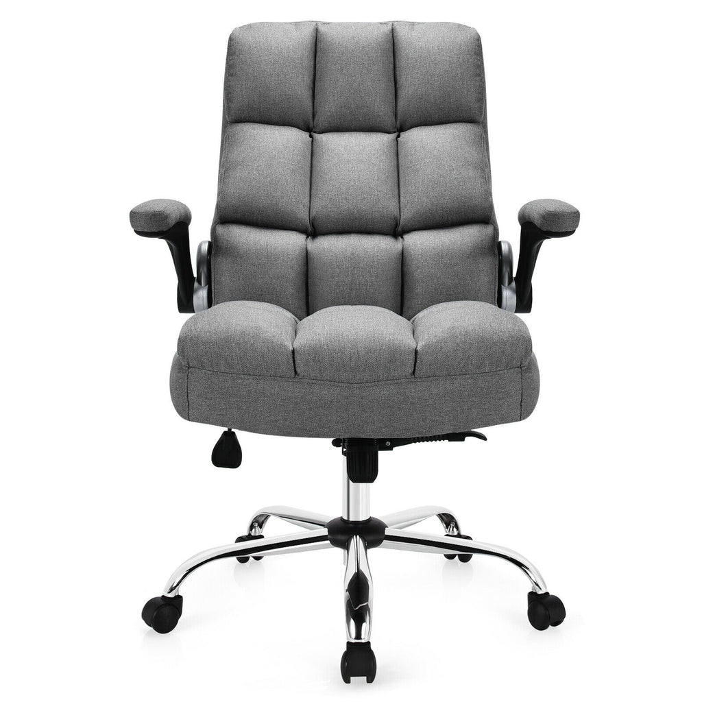 Adjustable Swivel Office Chair with High Back and Flip-up Arm for Home