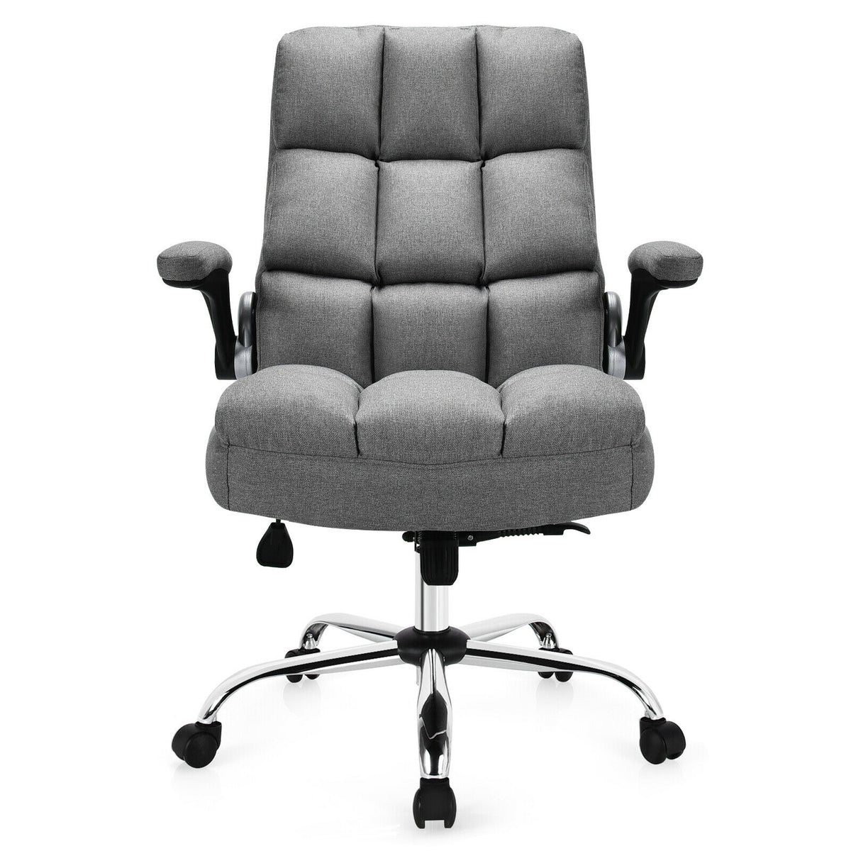 Adjustable Swivel Office Chair with High Back and Flip-up Arm for Home