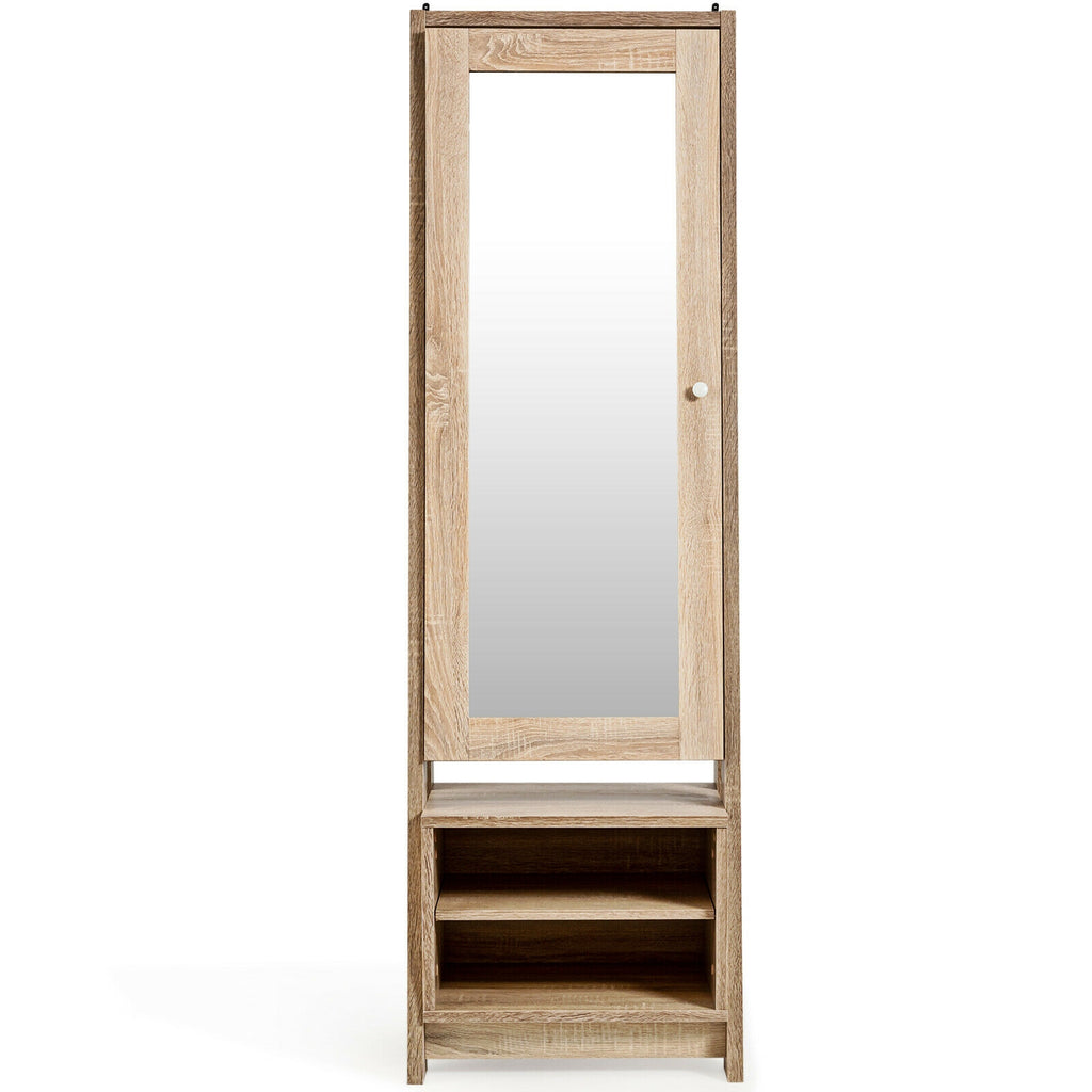 Wooden Jewelry & Cosmetics Storage Cabinet with Mirror