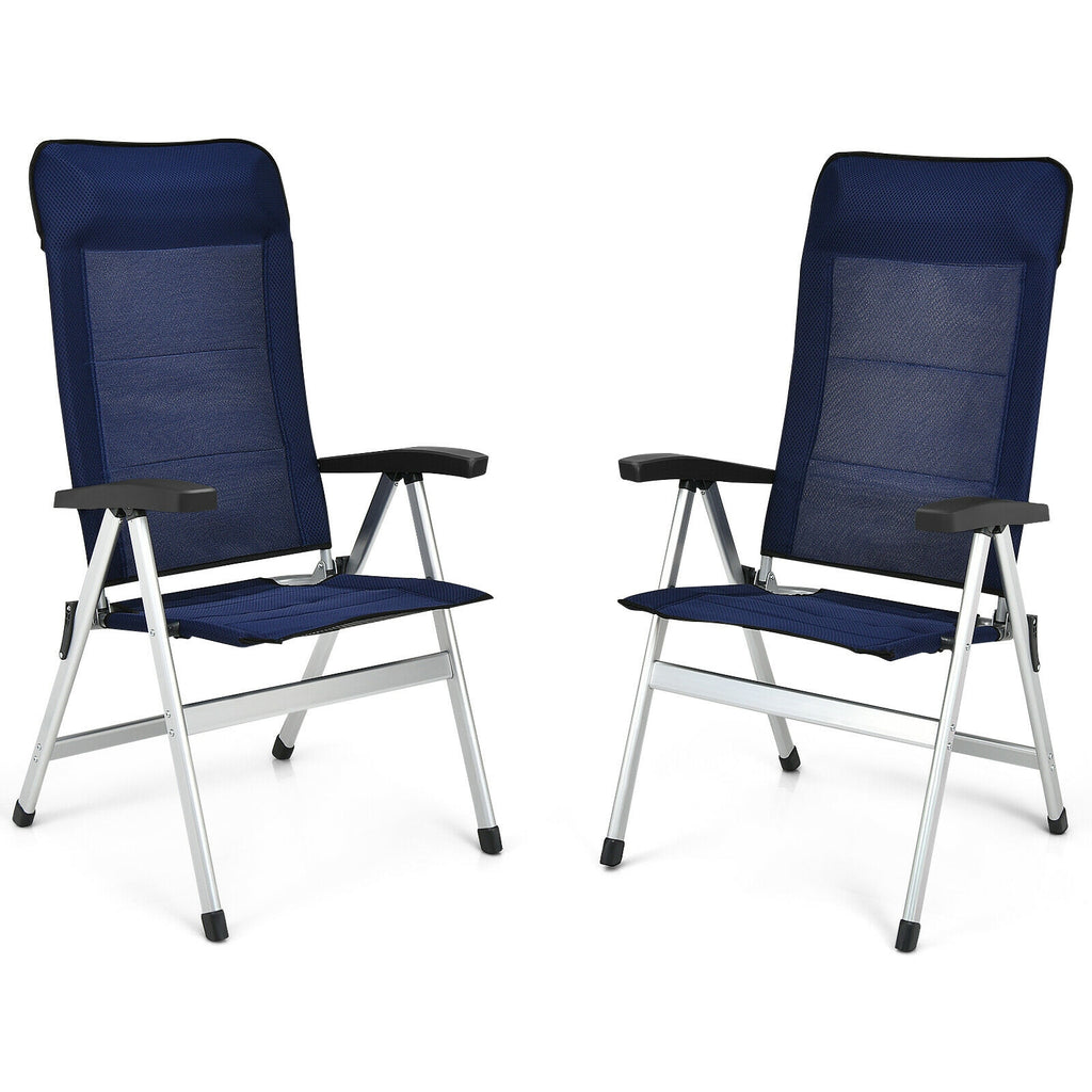 Outdoor Patio Dining Chair with Adjustable Backrest - Blue