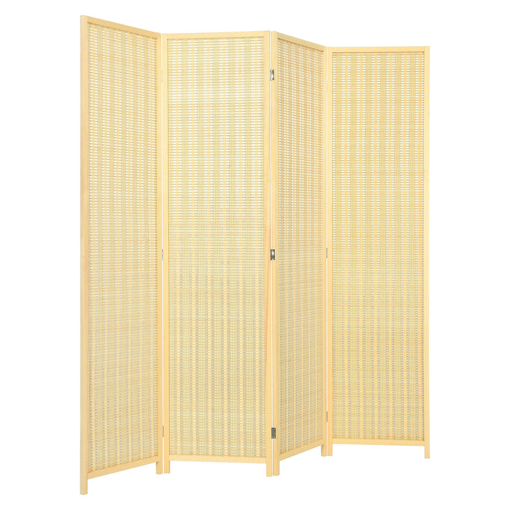 Natural 6 ft 4-Panel Portable Folding Room Divider Screen - Space Saver Privacy