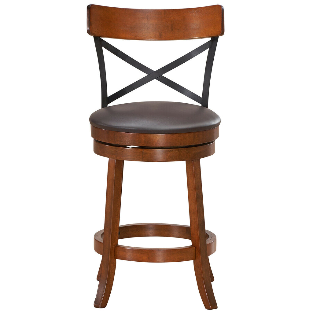 Set of 2 Bar Stools 360-Degree Swivel X-Back 25 inches