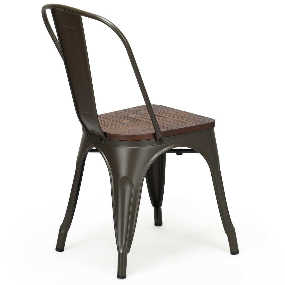 Stackable Metal Dining Chair Set of 4, Dark Green
