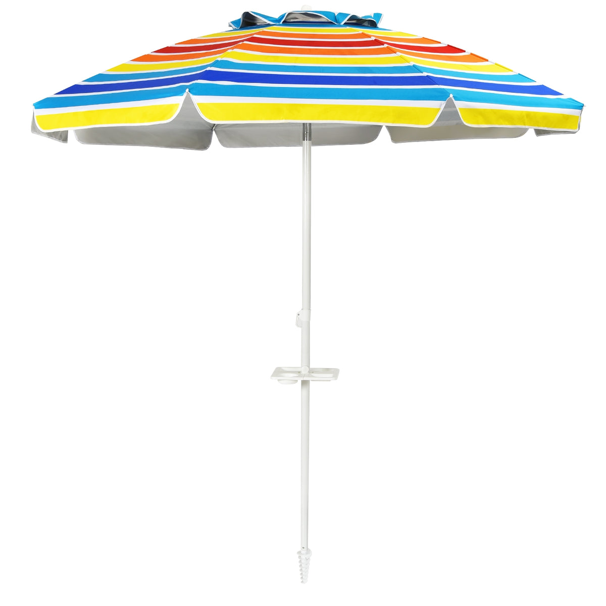 7.2 FT Beach Umbrella with Sand Anchor & Tilt – Multicolor