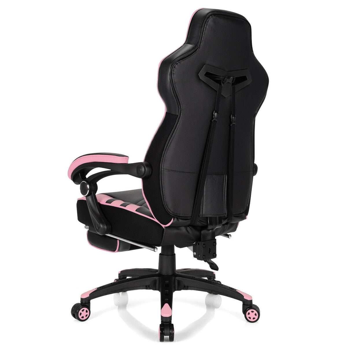 Adjustable Gaming Chair with Footrest, Pink