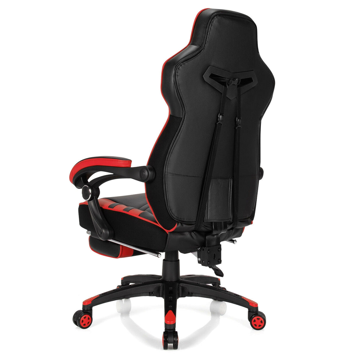 Adjustable Gaming Chair with Footrest, Red