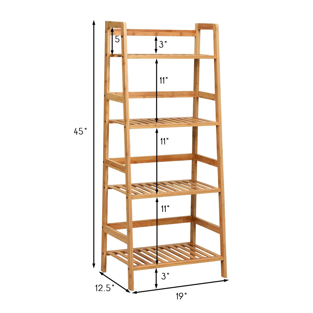 4-Tier Bamboo Plant Rack with Guardrails - Natural