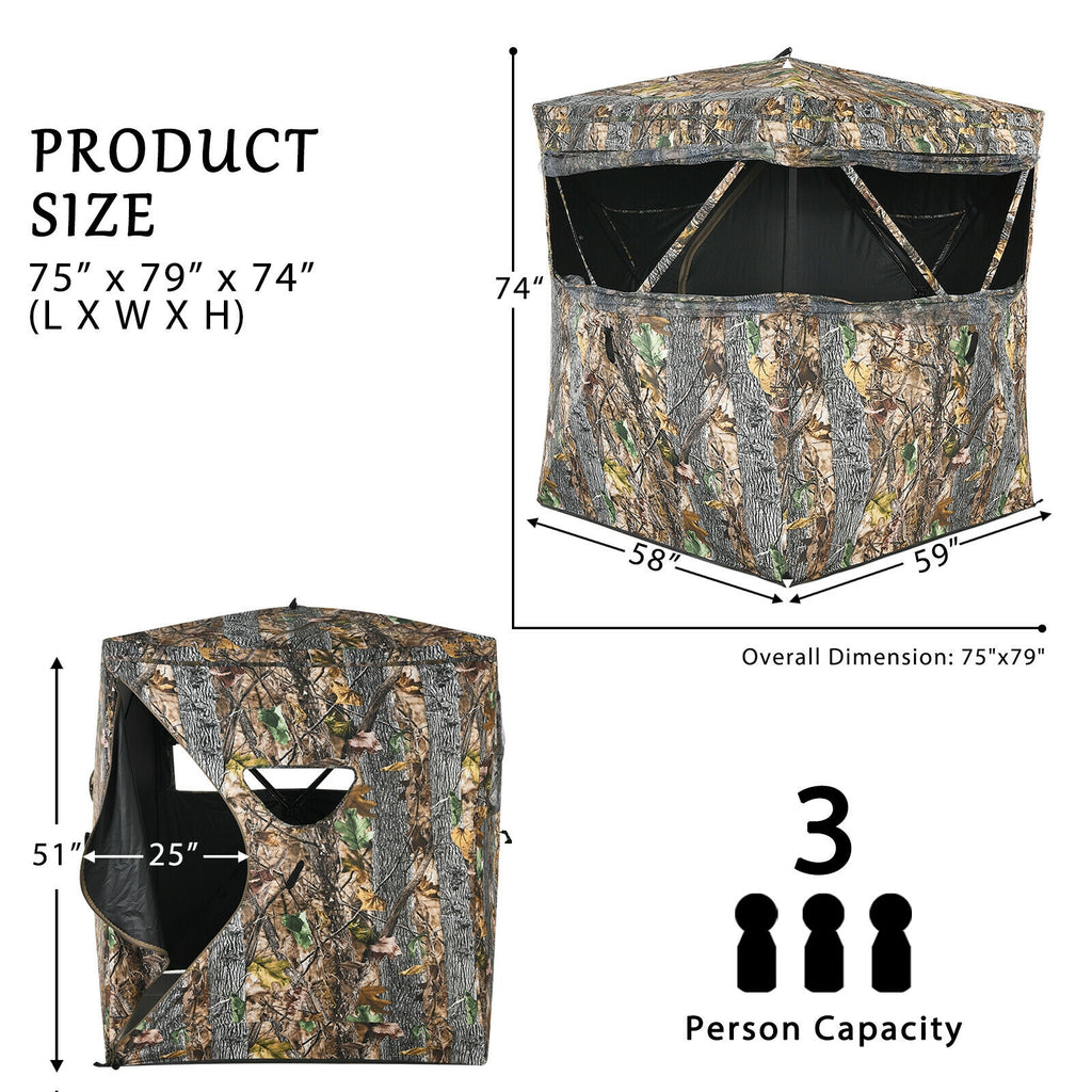3-Person Hunting Blind Tent with Mesh Windows
