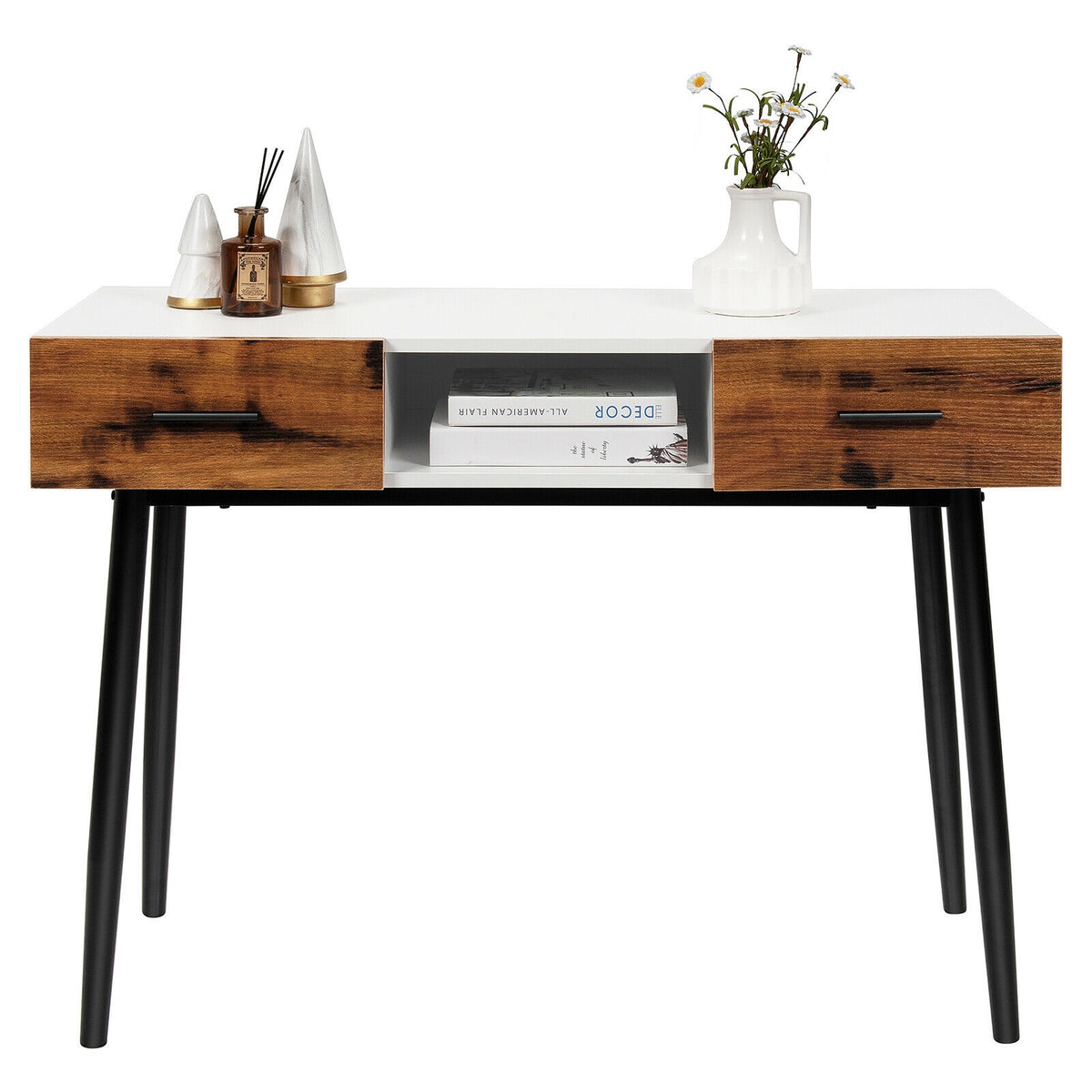 42 Inch Industrial Console Table with 2 Drawers