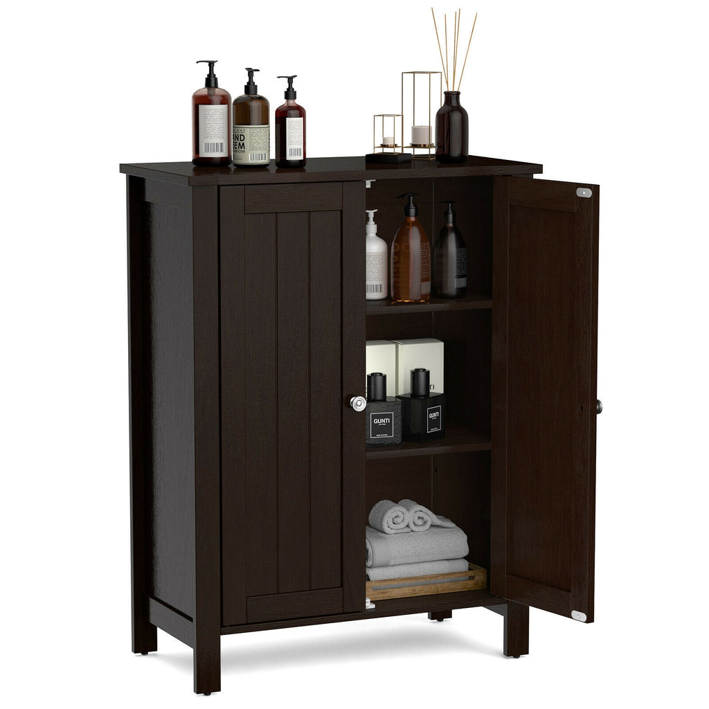 2-Door Bathroom Floor Storage Cabinet Space Saver Organizer