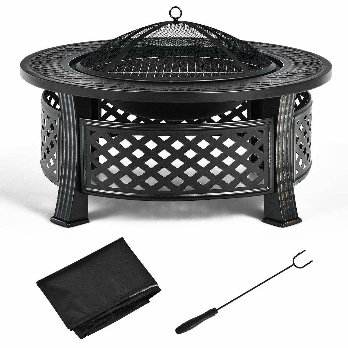 24 Inch Fire Pit Bowl - Heavy-Duty Metal Wood-Burning Firepit