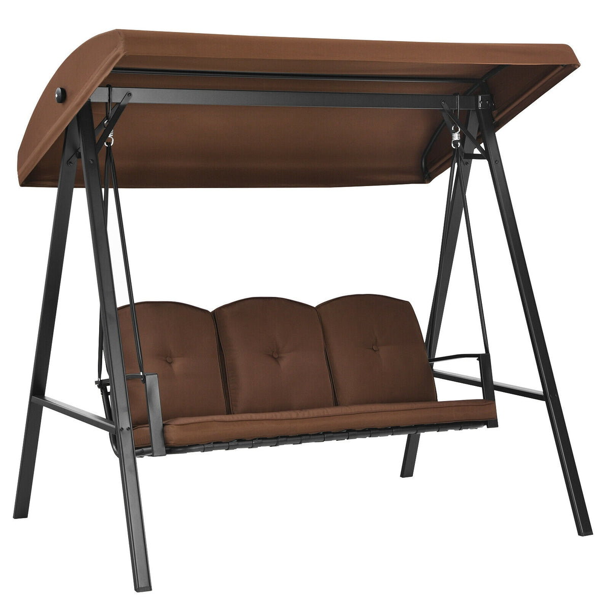 3-Seat Outdoor Porch Swing with Canopy - 61" x 18", Gray