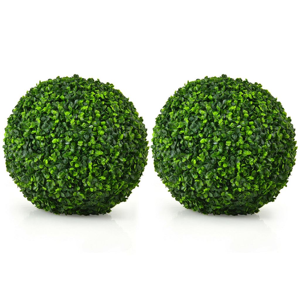 Artificial Topiary Balls 15.5 Inch Faux Boxwood Plants - No Flower, 2 Pieces