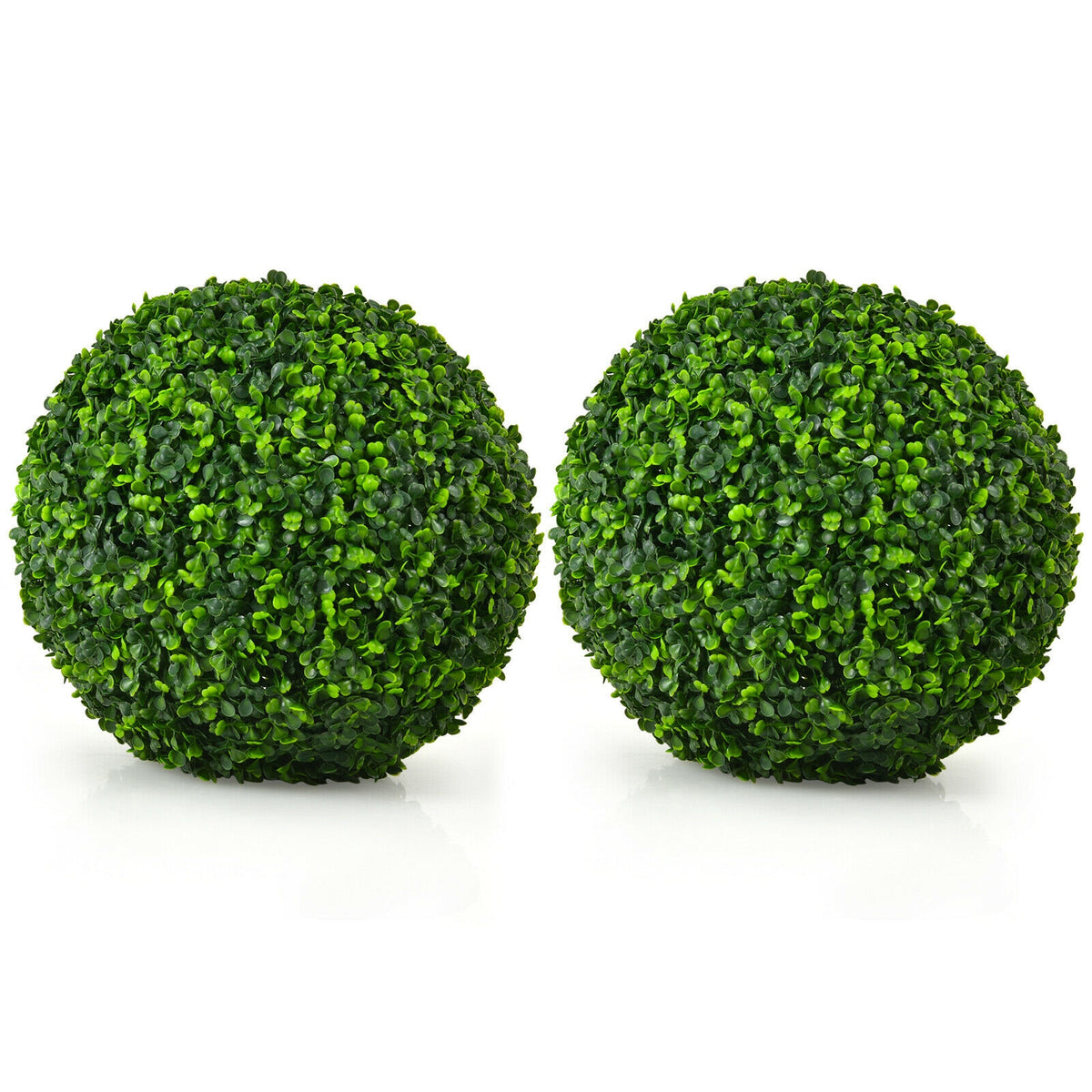 Artificial Topiary Balls 15.5 Inch Faux Boxwood Plants - No Flower, 2 Pieces
