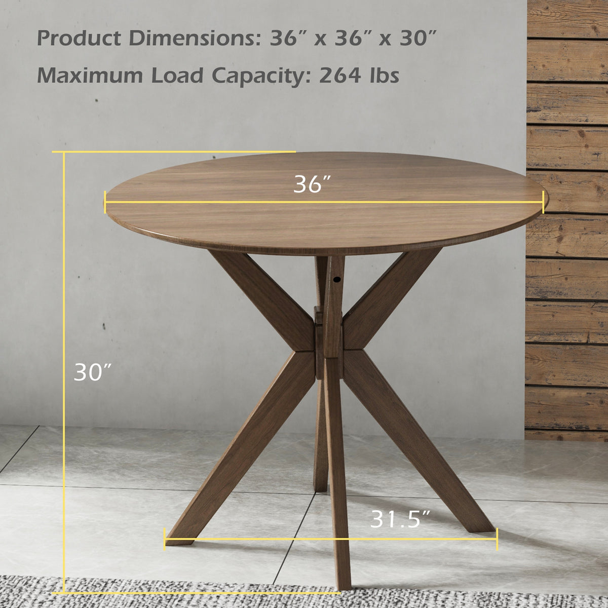 36 Inch Round Dining Table with Pedestal Base - MDF Tabletop