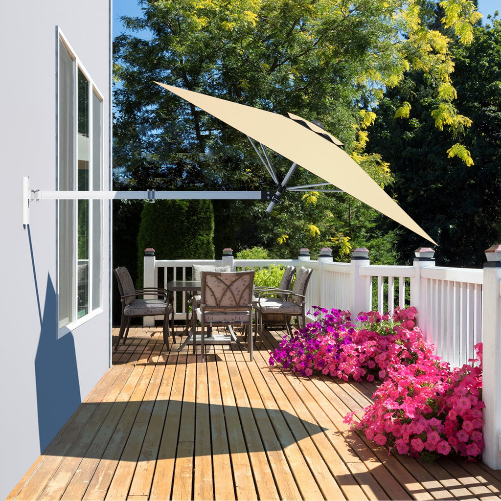 8 Feet Wall Mounted Patio Umbrella with Adjustable Pole