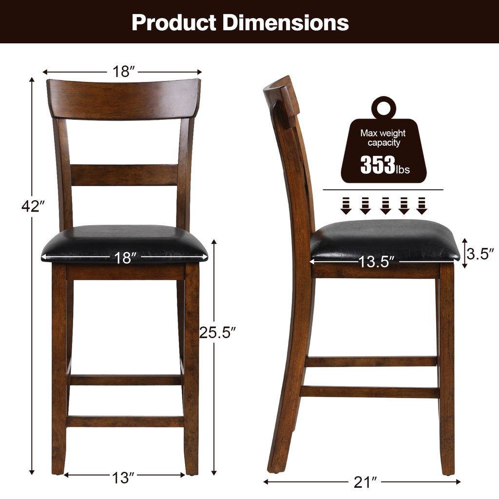 Counter Height Chair Set (2-Piece) with Leather Seat - Style 1