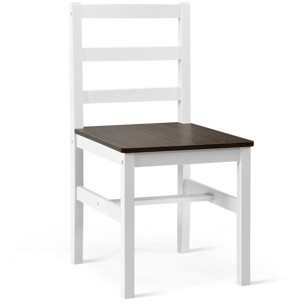 Pine Wood Dining Set with 4 Chairs - Walnut