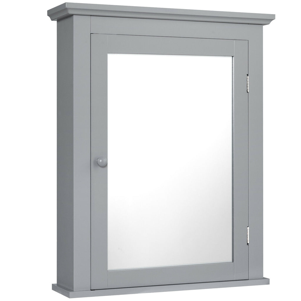 Double Door Wall-Mounted Bathroom Mirror Cabinet with Storage Shelf
