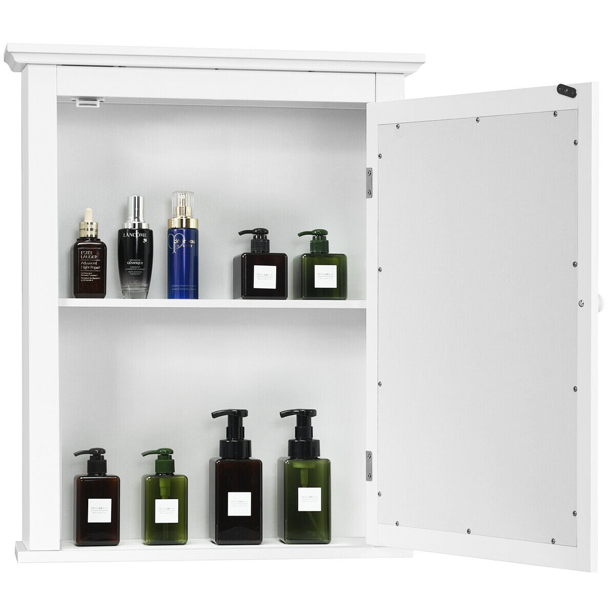 Mirrored Bathroom Cabinet with Adjustable Shelf - White