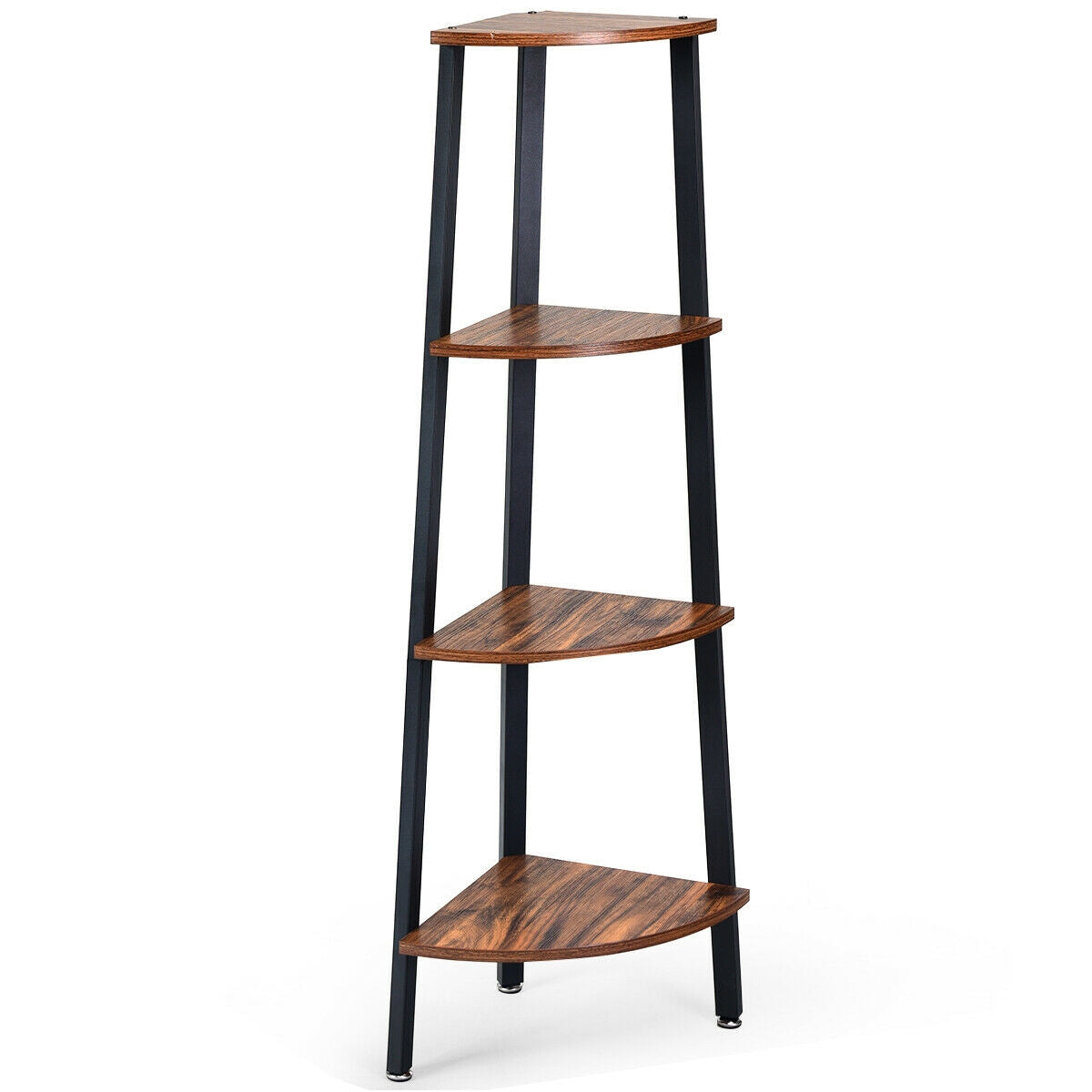 4-Tier Corner Bookcase Shelf - Black
