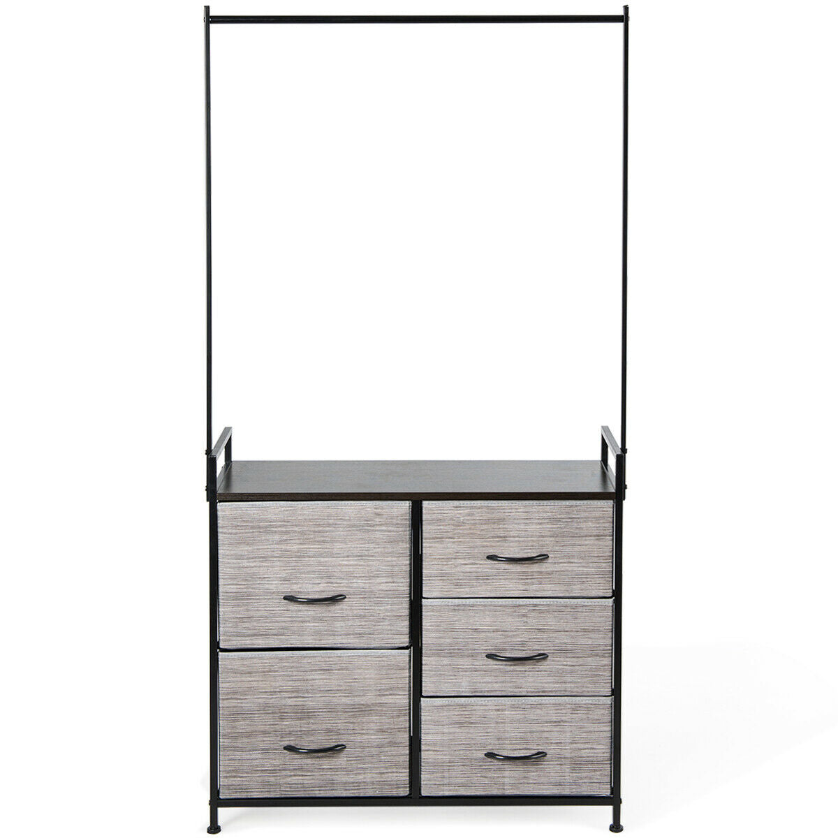 5 Fabric Drawer Dresser with Metal Frame and Wooden Top