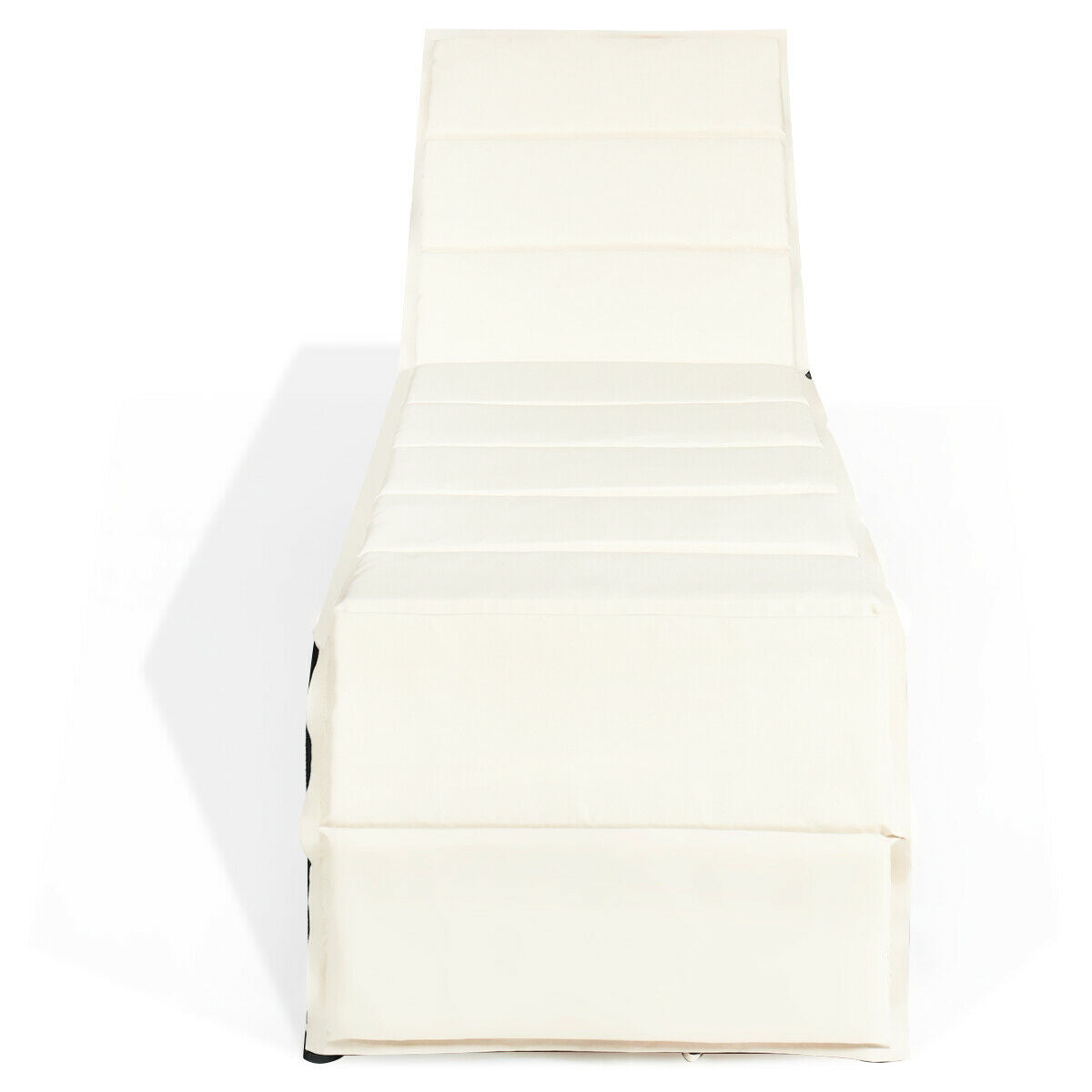 Adjustable Patio Rattan Lounge Chair with Cushion - White