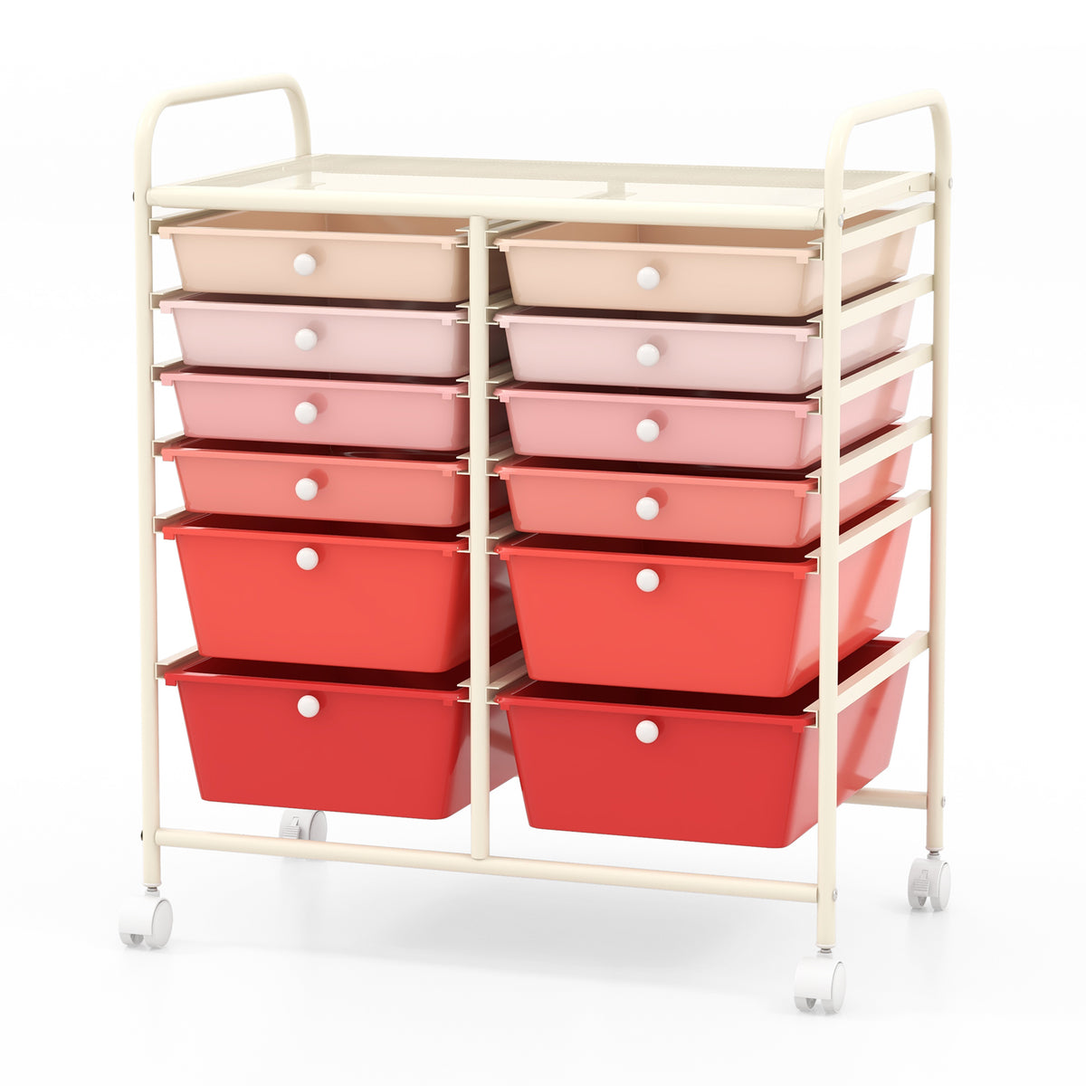 12-Drawer Rolling Storage Cart with Removable Drawers and Lockable