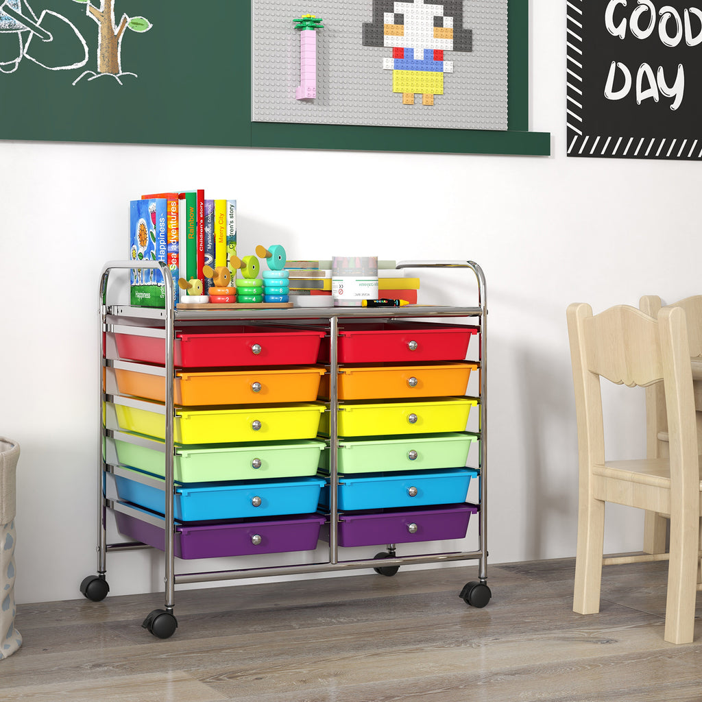 12-Drawer Rolling Storage Cart, Multicolor