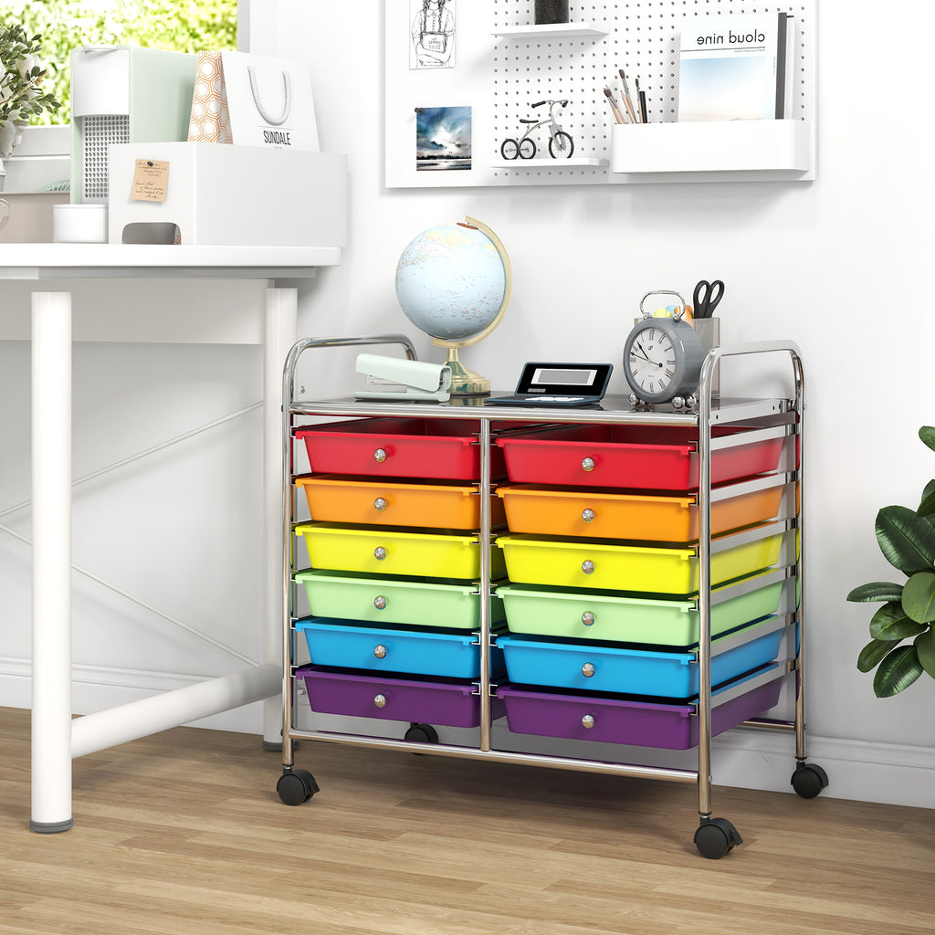 12-Drawer Rolling Storage Cart, Multicolor