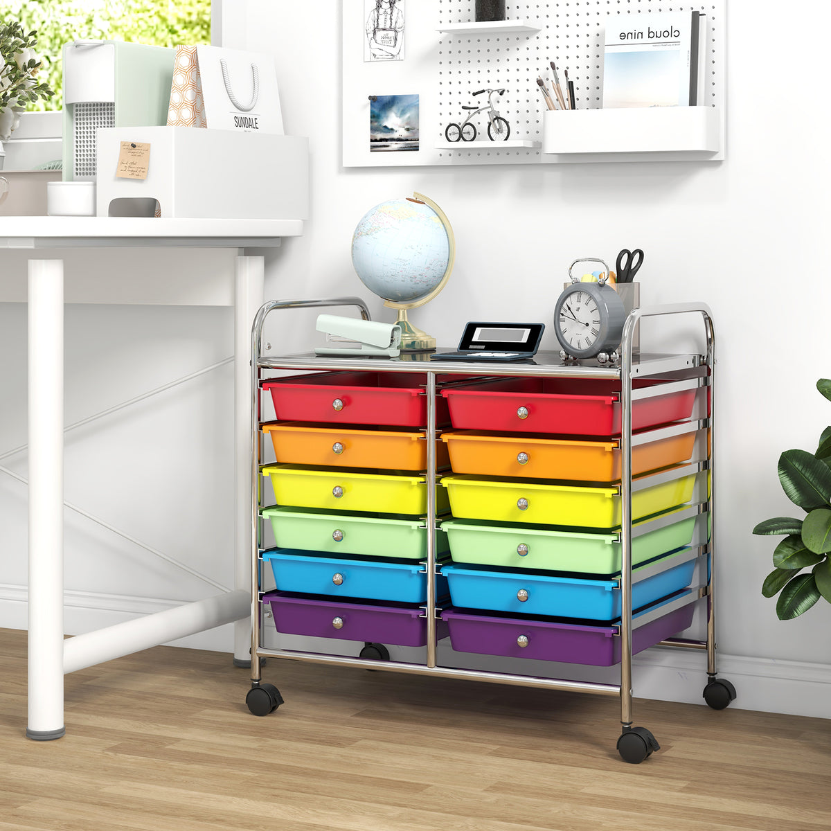 12-Drawer Rolling Storage Cart, Multicolor