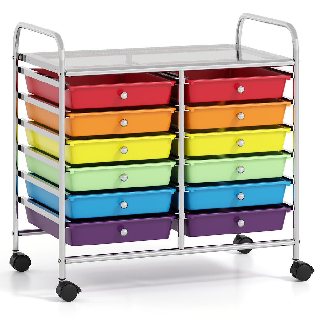 12-Drawer Rolling Storage Cart, Multicolor