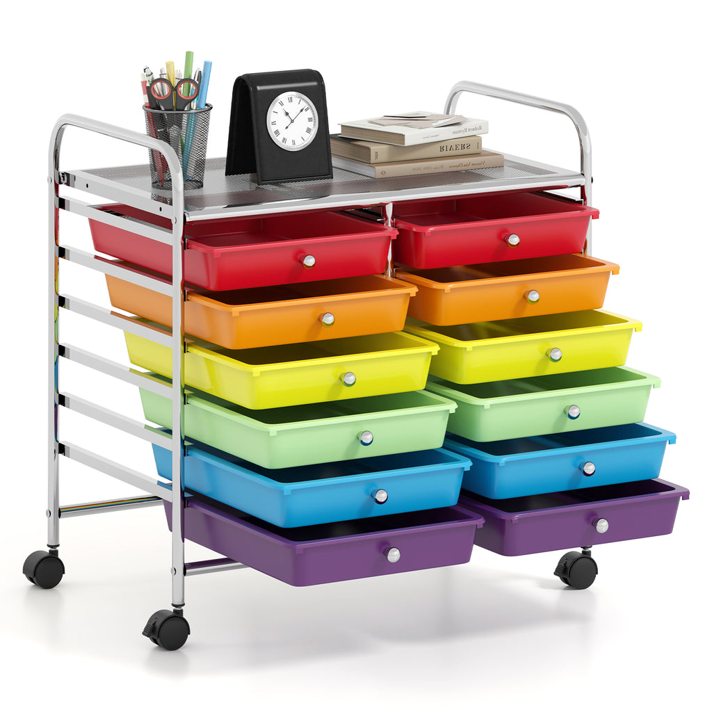 12-Drawer Rolling Storage Cart, Multicolor