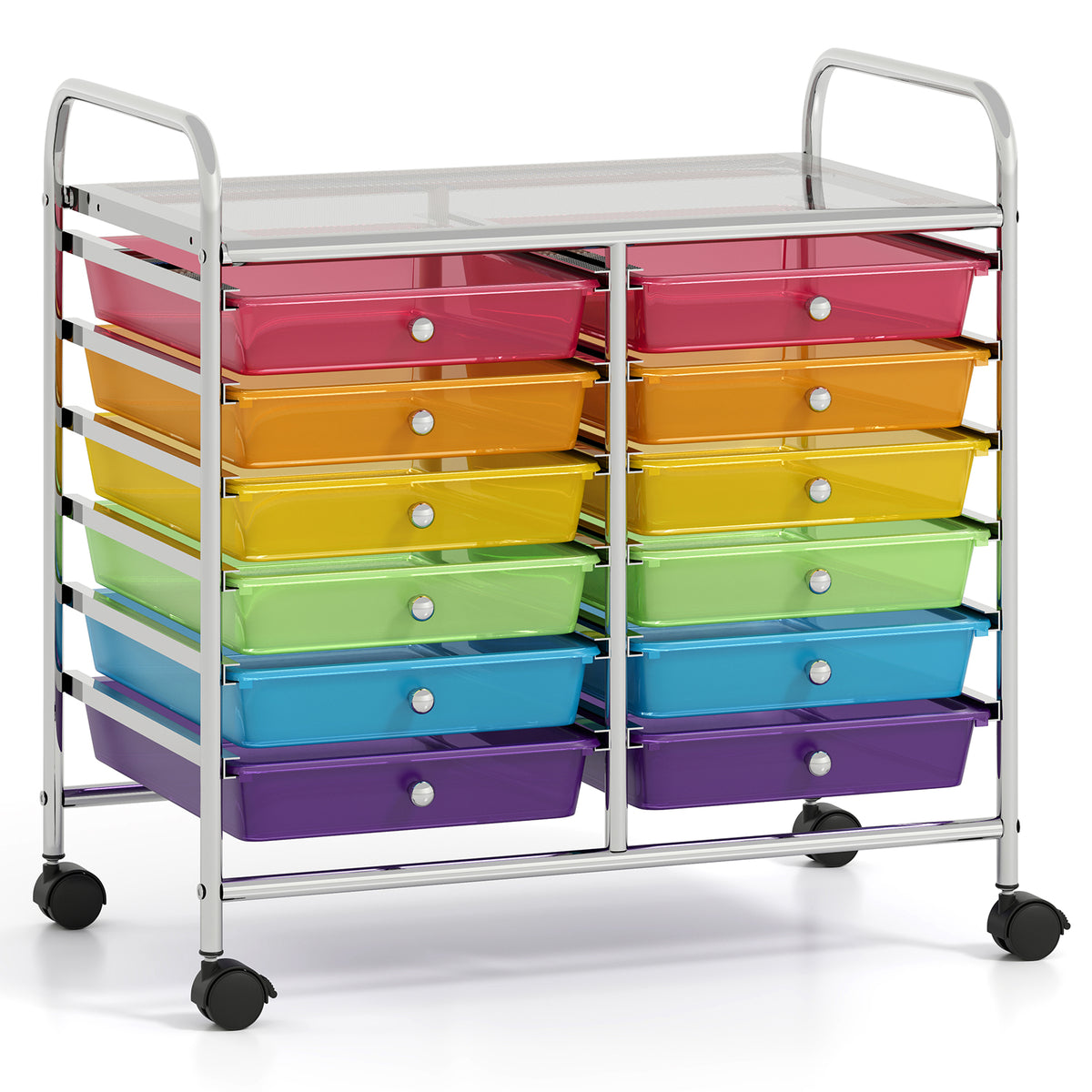 12-Drawer Rolling Storage Cart, Transparent Multicolor